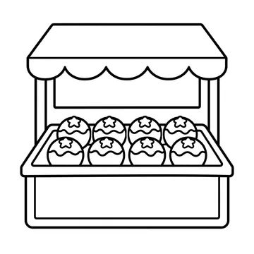 たこ焼き屋台のぬりえ