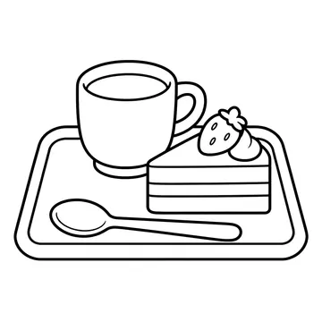 喫茶トレーのぬりえ