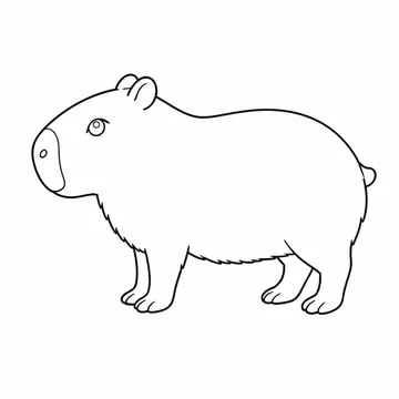 横向きで立つカピバラのぬりえ
