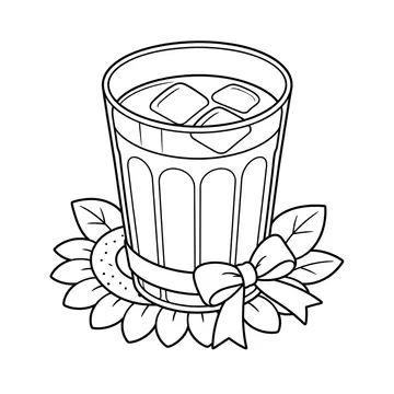 麦茶のグラスのぬりえ