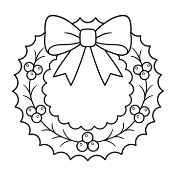 クリスマスリースのぬりえ
