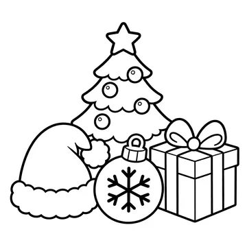 クリスマスセットのぬりえ