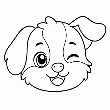 ウインクする犬のぬりえ