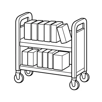 図書ワゴンのぬりえ