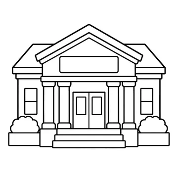 図書館の建物のぬりえ