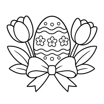 卵とチューリップのぬりえ