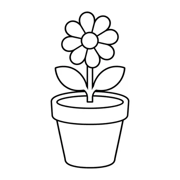 黄色い花鉢のぬりえ