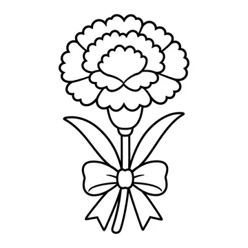 赤いカーネーションのぬりえ