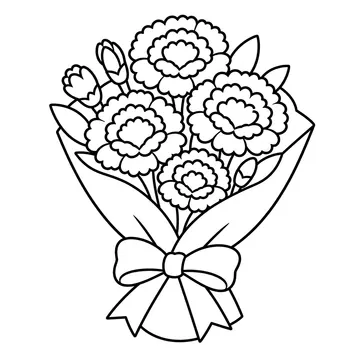 カーネーションの花束のぬりえ