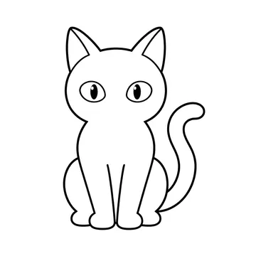 黒猫のシルエットのぬりえ