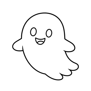 ふわふわ白いおばけのぬりえ