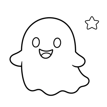 星付き紫のおばけのぬりえ
