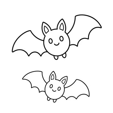 二匹のコウモリのぬりえ