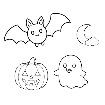 ハロウィンセットのぬりえ