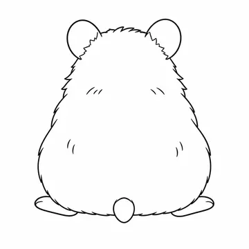 丸い背中が見えるハムスターの後ろ姿のぬりえ
