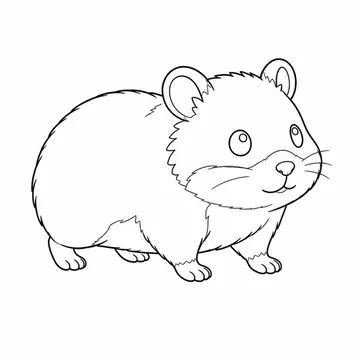 斜め向きで立つハムスターのぬりえ