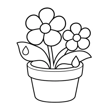 水やり後の花鉢のぬりえ