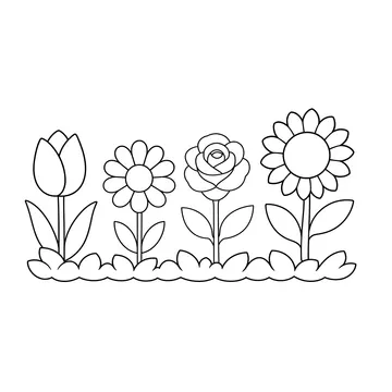 花アイコンセットのぬりえ