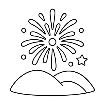 丘の上の花火のぬりえ