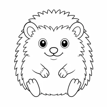 正面を向いて座るハリネズミのぬりえ