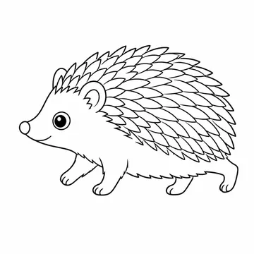 横向きで歩くハリネズミのぬりえ