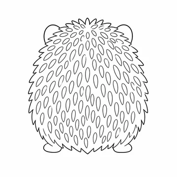 背中の針が見えるハリネズミの後ろ姿のぬりえ