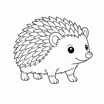 斜め向きで立つハリネズミのぬりえ