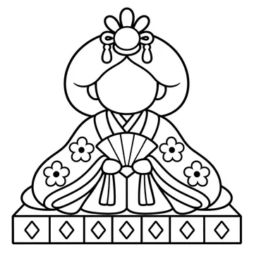 お雛様人形のぬりえ