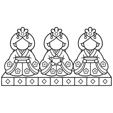 三人官女人形のぬりえ