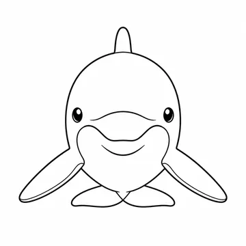 正面からこちらへ泳ぐイルカのぬりえ