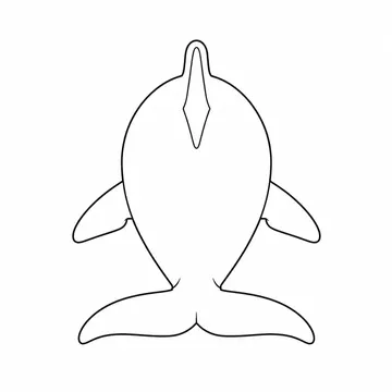 背びれが見えるイルカの後ろ姿のぬりえ