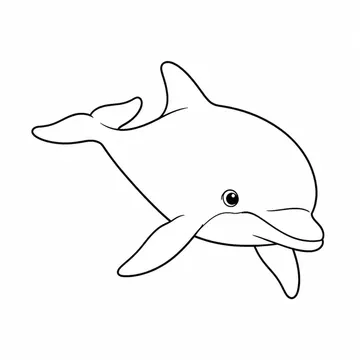 斜め手前へ泳ぐイルカのぬりえ