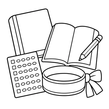 受験勉強セットのぬりえ
