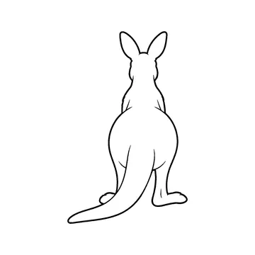長い尾が見えるカンガルーの後ろ姿のぬりえ