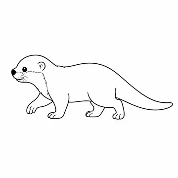 横向きで歩くカワウソのぬりえ