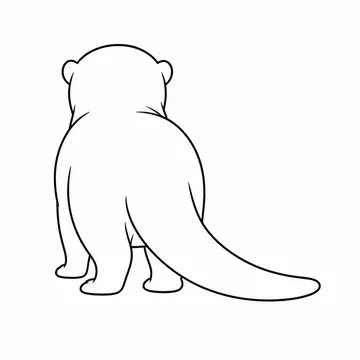 長い尾が見えるカワウソの後ろ姿のぬりえ