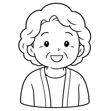 笑顔のおばあちゃんのぬりえ
