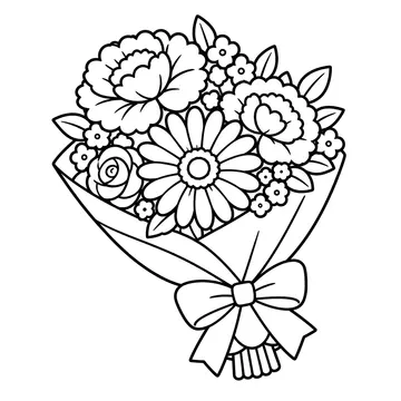 感謝の花束のぬりえ