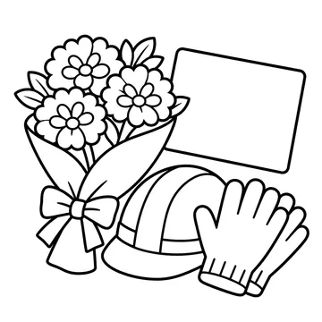 勤労感謝セットのぬりえ