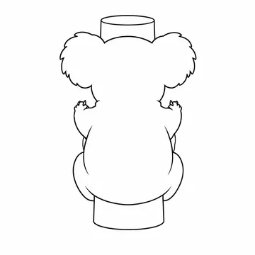 背中が見えるコアラの後ろ姿のぬりえ
