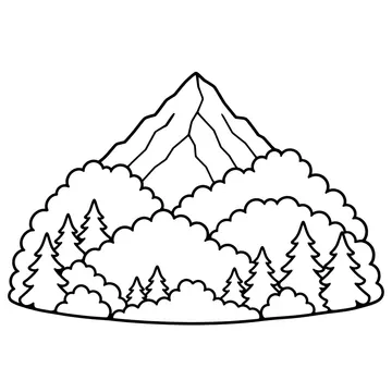 紅葉の山のぬりえ