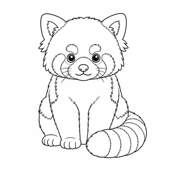正面を向いて座るレッサーパンダのぬりえ