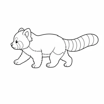 横向きで歩くレッサーパンダのぬりえ