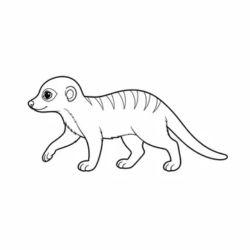 横向きで四足歩行するミーアキャットのぬりえ