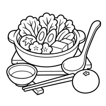 鍋料理セットのぬりえ