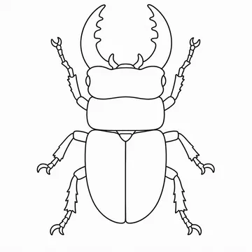 クワガタのぬりえ