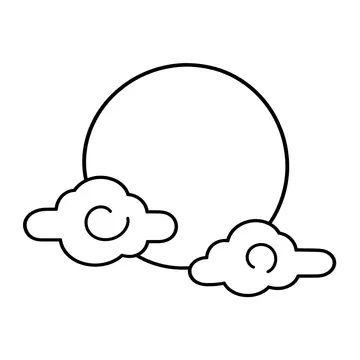 日の出と雲のぬりえ