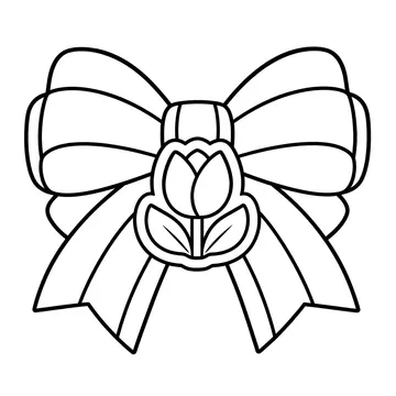 入学式の赤いリボンのぬりえ
