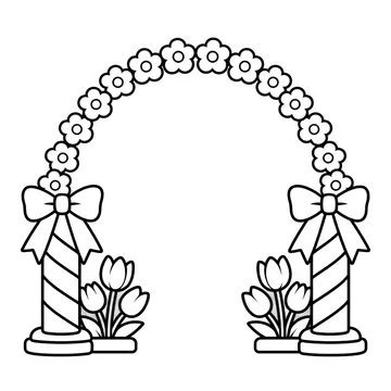 入学式の花アーチのぬりえ