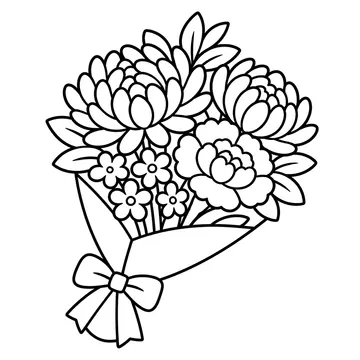 お墓参りの花束のぬりえ